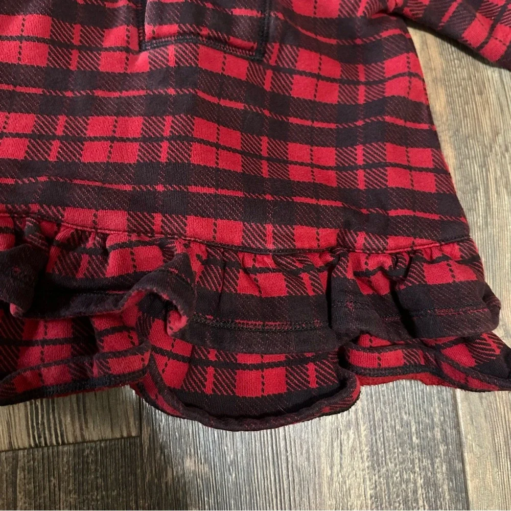 Ralph Lauren red black plaid shawl collared ruffled dress toddler 18 mo girls